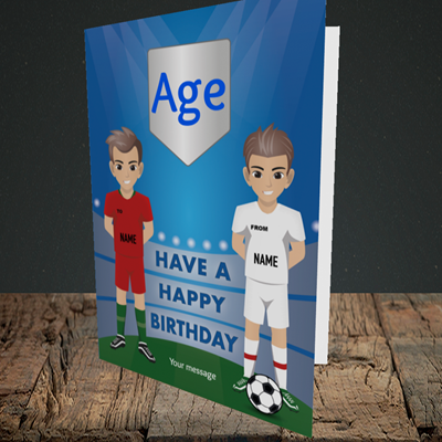 Picture of Football, (Without Photo and editable age) Birthday Design, Portrait Greetings Card