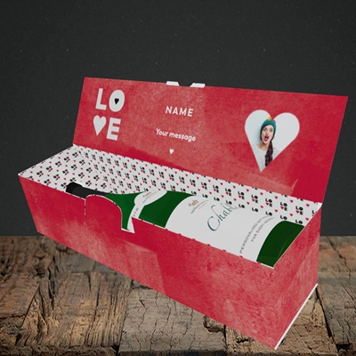 Picture of Love Type (stacked), Valentine's Design, Lay-down Bottle Box