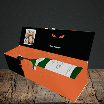 Picture of Cat, Halloween Design, Lay-down Bottle Box