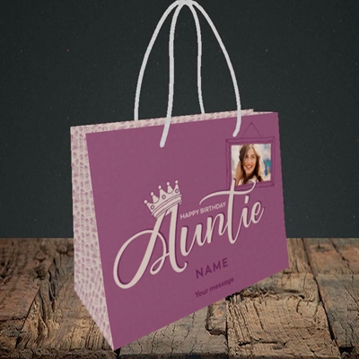 Picture of Auntie (Crown), Birthday Design, Small Landscape Gift Bag