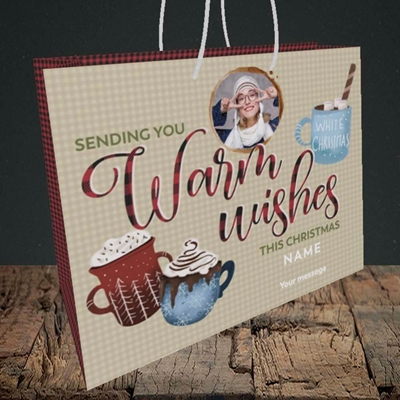 Picture of Warm Wishes, Christmas Design, Medium Landscape Gift Bag
