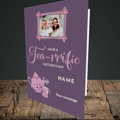 Picture of Tea-rrific, Mother's Day Design, Portrait Greetings Card