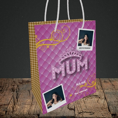 Picture of Bestest Mum, Mother's Day Design, Small Portrait Gift Bag