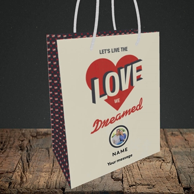 Picture of Let's Live The Love, Valentine's Design, Small Portrait Gift Bag