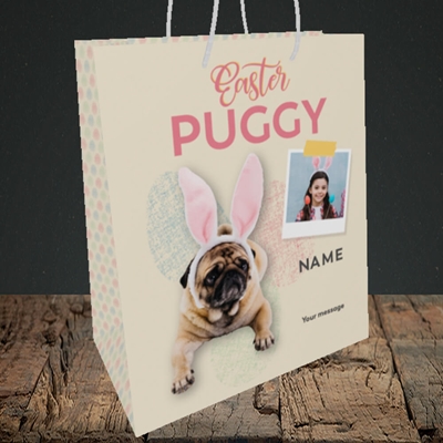 Picture of Easter Puggy, Easter Design, Medium Portrait Gift Bag