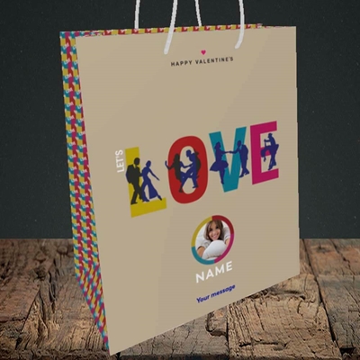 Picture of Let's Love Let's Dance, Valentine's Design, Medium Portrait Gift Bag