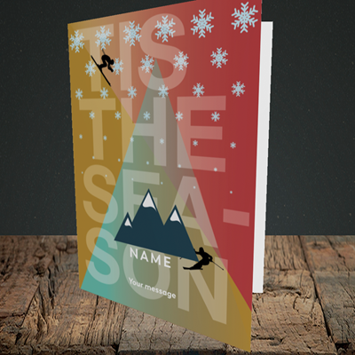 Picture of Tis The Skier(Without Photo), Christmas Design, Portrait Greetings Card