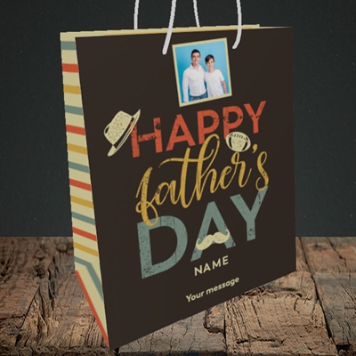 Picture of Retro, Father's Day Design, Medium Portrait Gift Bag