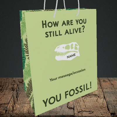 Picture of Fossil, (Without Photo) Birthday Design, Medium Portrait Gift Bag