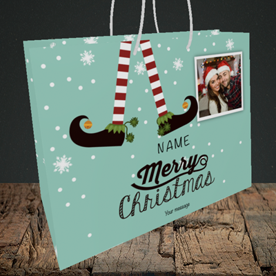 Picture of Elf, Christmas Design, Medium Landscape Gift Bag