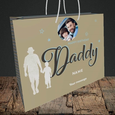 Picture of Daddy & Son, Birthday Design, Medium Landscape Gift Bag