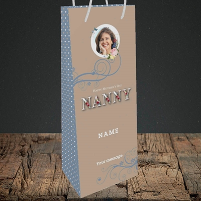 Picture of Nanny Floral Letters, Mother's Day Design, Bottle Bag
