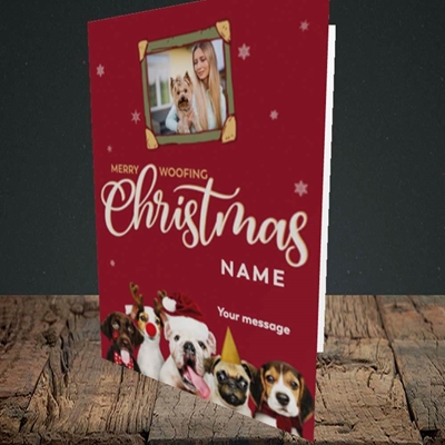 Picture of Woofing Christmas, Christmas Design, Portrait Greetings Card