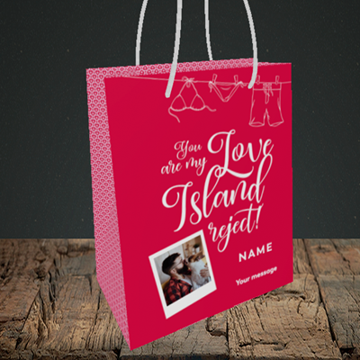 Picture of Love Island Reject, Valentine's Design, Small Portrait Gift Bag