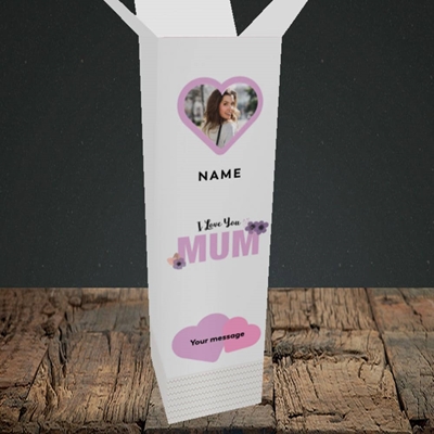 Picture of I Love You Mum, Mother's Day Design, Upright Bottle Box