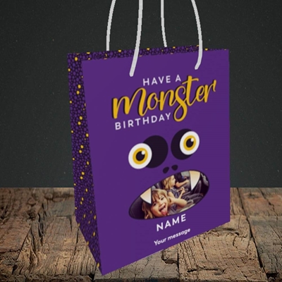 Picture of Monster Face, Birthday Design, Small Portrait Gift Bag