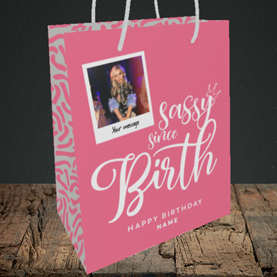 Picture of Sassy, Birthday Design, Medium Portrait Gift Bag
