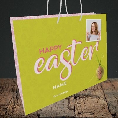 Picture of Bow Bunny Egg, Easter Design, Medium Landscape Gift Bag