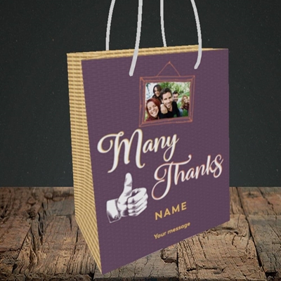 Picture of Many Thanks, Thank You Design, Small Portrait Gift Bag