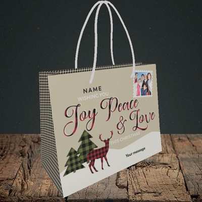 Picture of Joy Peace & Love, Christmas Design, Small Landscape Gift Bag