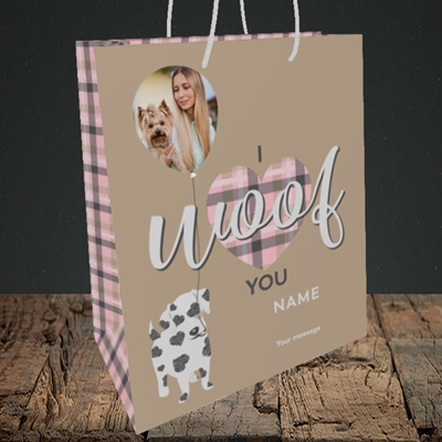 Picture of I Woof You, Valentine's Design, Medium Portrait Gift Bag