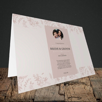 Picture of Floral Strip Edges - Beige To Pink B&G, Wedding Design, Landscape Greetings Card