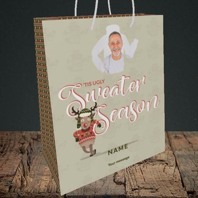 Picture of Ugly Sweater Season, Christmas Design, Medium Portrait Gift Bag