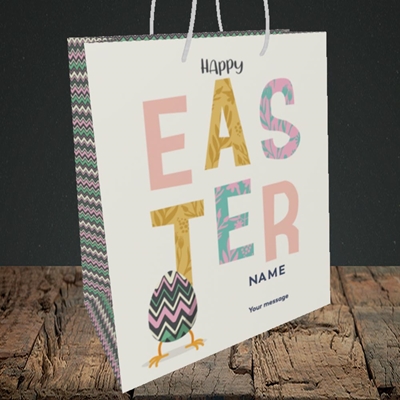 Picture of Happy Walking Egg(Without Photo), Easter Design, Medium Portrait Gift Bag