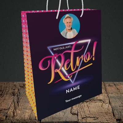 Picture of Just Retro, Birthday Design, Medium Portrait Gift Bag