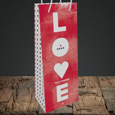 Picture of Love Type (stacked) (Without Photo), Valentine's Design, Bottle Bag