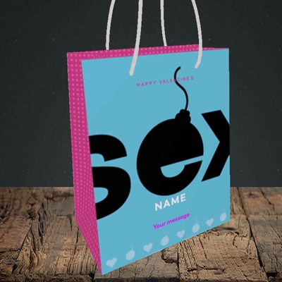 Picture of Sex Bomb - Blue(Without Photo), Valentine's Design, Small Portrait Gift Bag