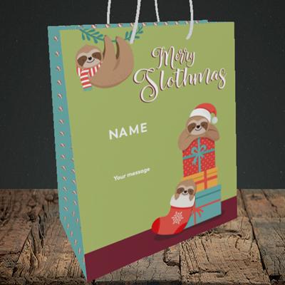 Picture of Slothmas, (Without Photo) Christmas Design, Medium Portrait Gift Bag