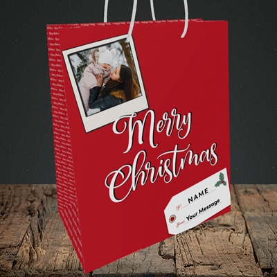 Picture of 2. A Merry Christmas Polaroid, Christmas Design, Medium Portrait Gift Bag