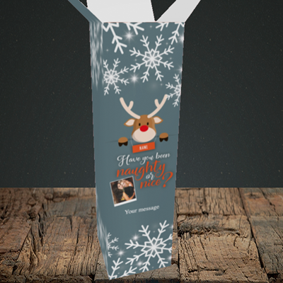 Picture of Naughty, Christmas Design, Upright Bottle Box