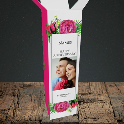 Picture of Flowers, Anniversary Design, Upright Bottle Box