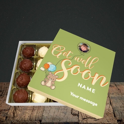 Picture of Bear with Balloons, Get Well Soon Design, Choc 16