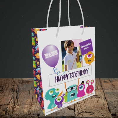 Picture of Monster, Birthday Design, Small Portrait Gift Bag