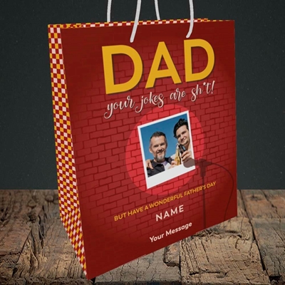 Picture of Dad Jokes, Father's Day Design, Medium Portrait Gift Bag
