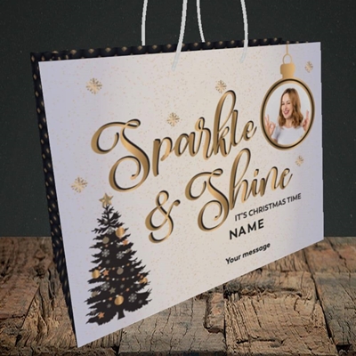 Picture of Sparkle & Shine, Christmas Design, Medium Landscape Gift Bag