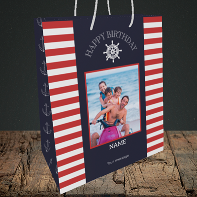Picture of Nautical, Birthday Design, Medium Portrait Gift Bag