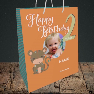 Picture of Little Monkey's 2nd, Birthday Design, Medium Portrait Gift Bag