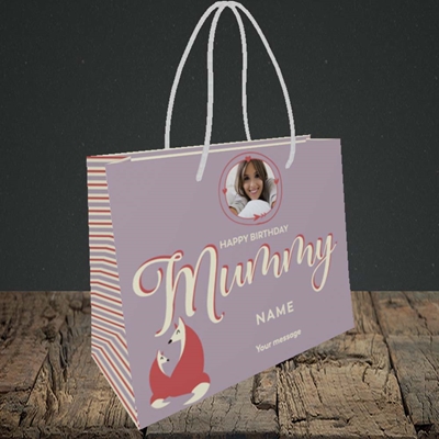 Picture of Foxes Mummy, Birthday Design, Small Landscape Gift Bag
