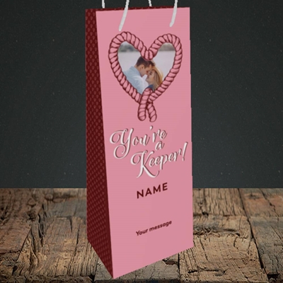 Picture of You're A Keeper, Valentine's Design, Bottle Bag