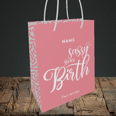 Picture of Sassy, (Without Photo) Birthday Design, Small Portrait Gift Bag
