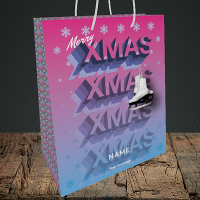 Picture of Xmas Ice Skates(Without Photo), Christmas Design, Medium Portrait Gift Bag