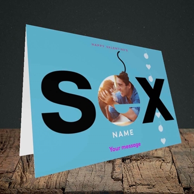 Picture of Sex Bomb - Blue, Valentine's Design, Landscape Greetings Card