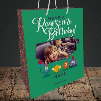 Picture of Roarsome, Birthday Design, Medium Portrait Gift Bag