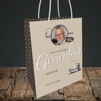 Picture of Grandad Fishing, Birthday Design, Small portrait Gift Bag