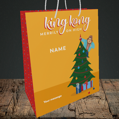 Picture of King Kong, (Without Photo) Christmas Design, Medium Portrait Gift Bag