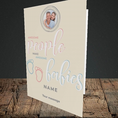 Picture of Awesome Babies, New Baby Design, Portrait Greetings Card